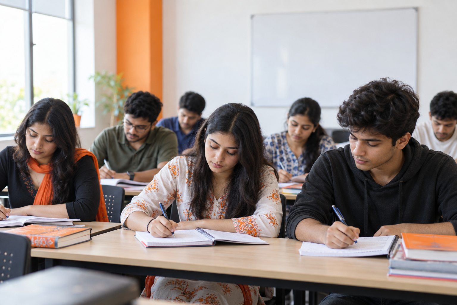 Aspirants working together at a study desk